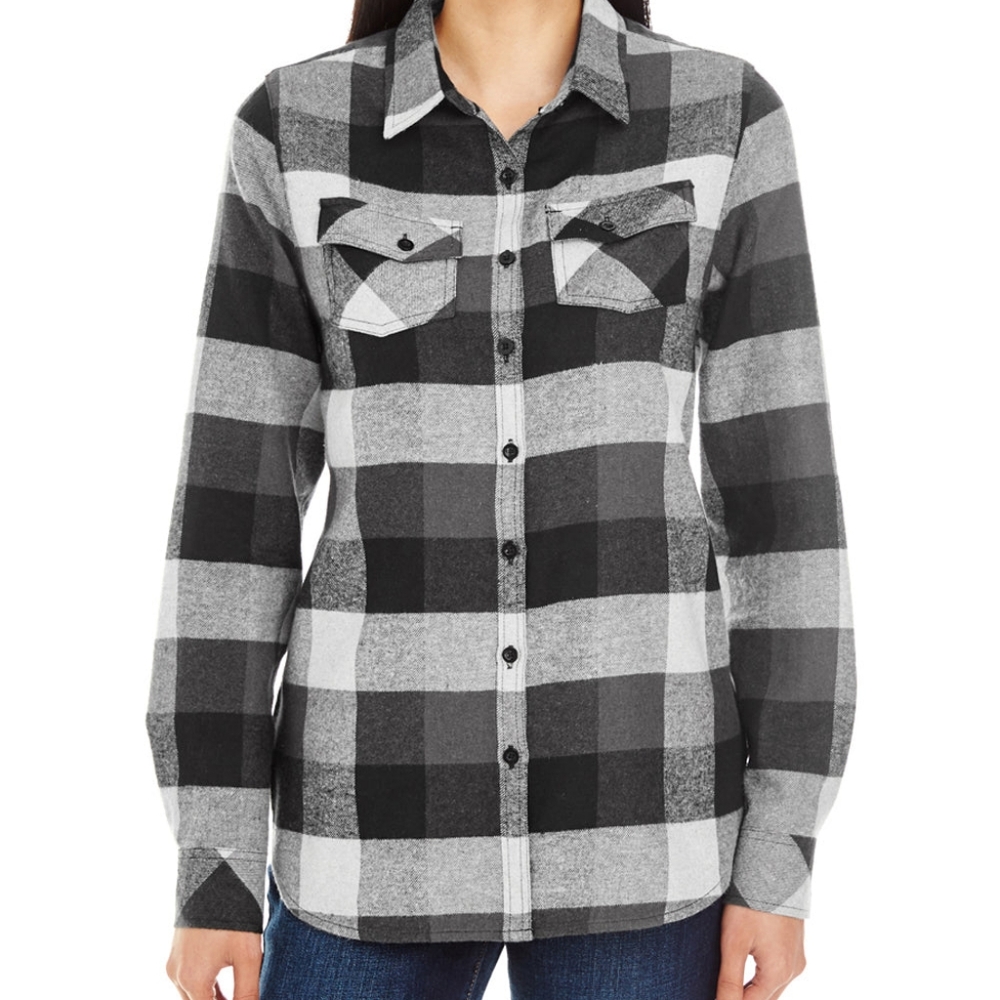 Burnside Women's Black and Gray Checkered Button Down Shirt